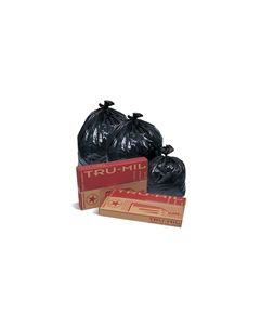 Pitt Plastics TM49T Tru-Mil Black Trash Bags - 42.5 x 48 - 56 Gallon Capacity - Extra Extra Heavy Duty - 1.8 Mil - 100 per case - Flat Pack